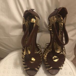 Brown and gold sandals